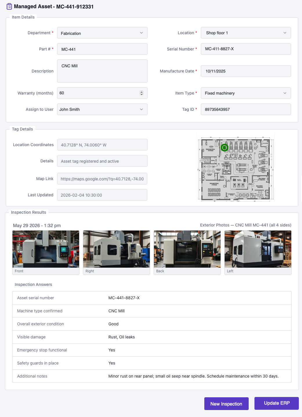 SoloTruth ARM dashboard — inventory item detail view